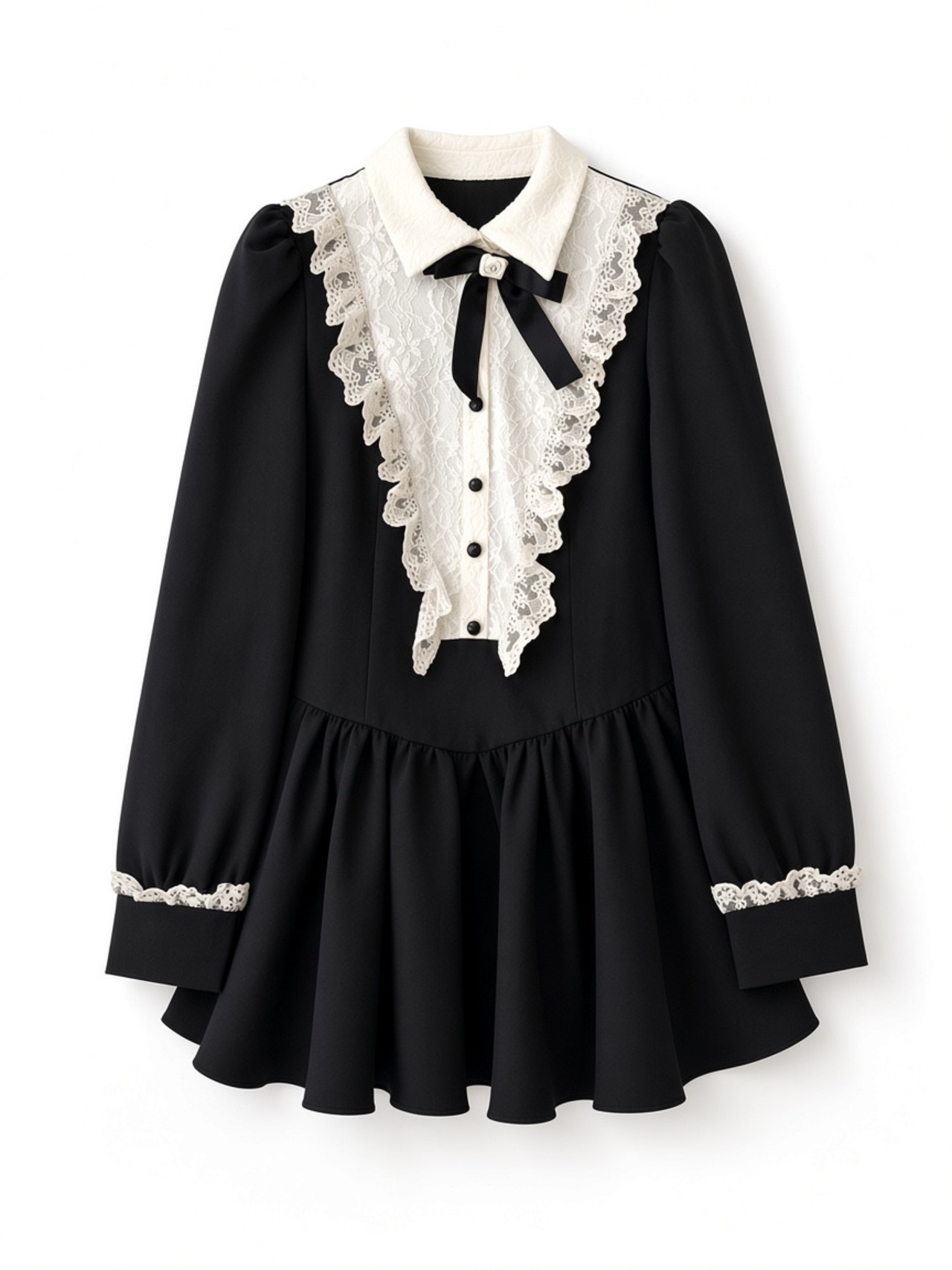 classical lace ribbon dress LK1900