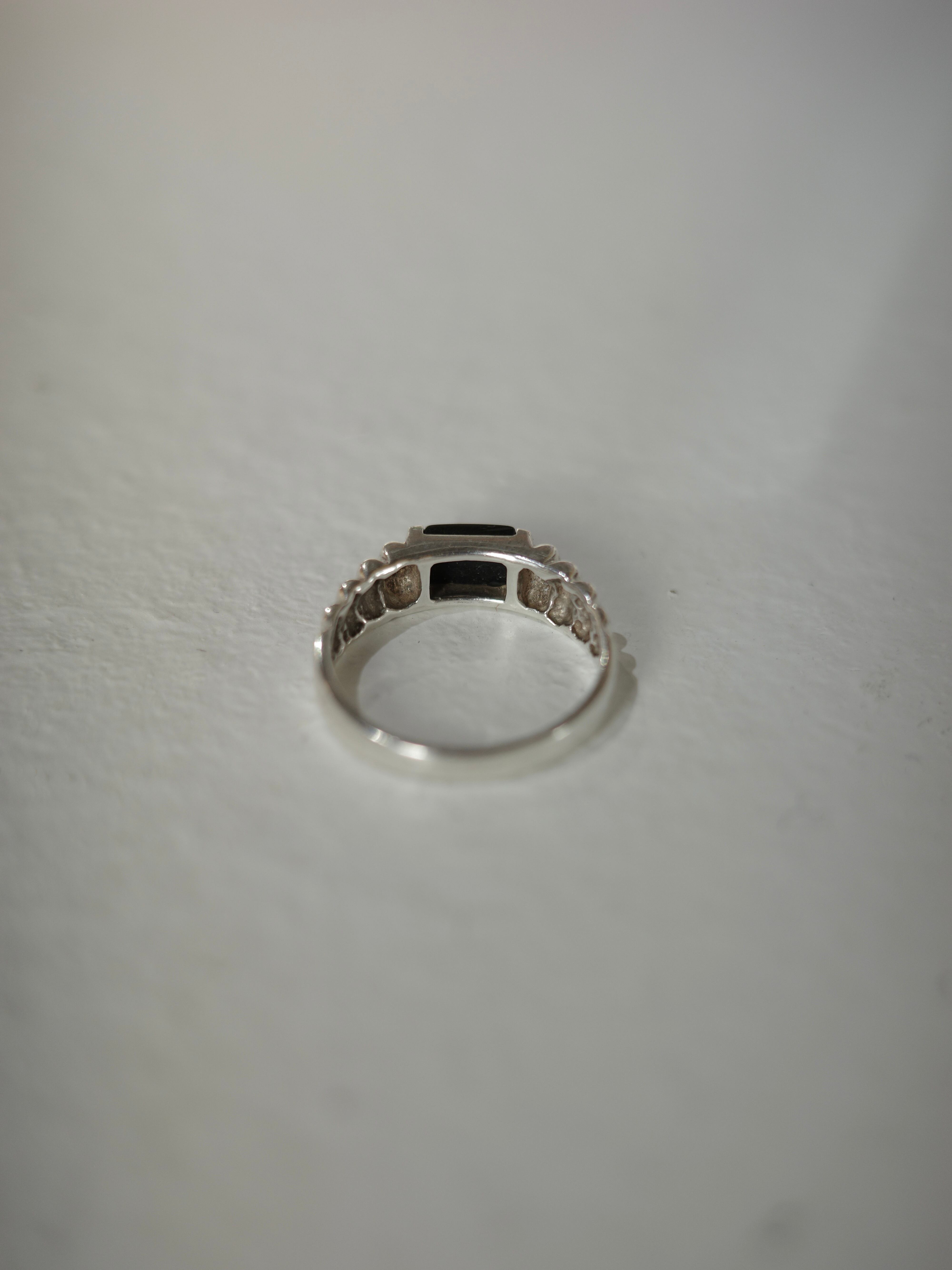 アクセサリー vintage onyx silver925 ring Sterling Silver 925 Retro Vintage Ring with Natural Black