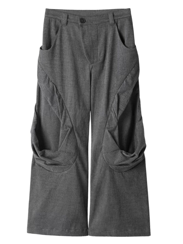 54A0 Spiral Pleated Wide Trousers