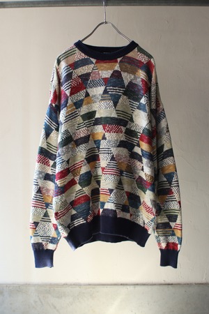 1990’s Hugo Boss geometric pattern cotton knit . size large .