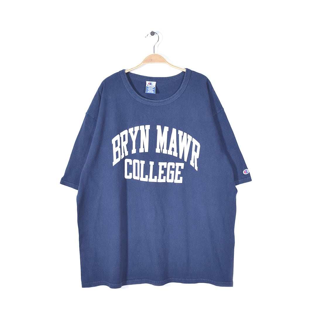 90s 00s チャンピオン カレッジプリント Tシャツ アーチロゴ ヘビーコットン BRYN MAWR COLLEGE 紺 ネイビー CHAMPION 大きめサイズ メンズXXL 古着 @BD0016