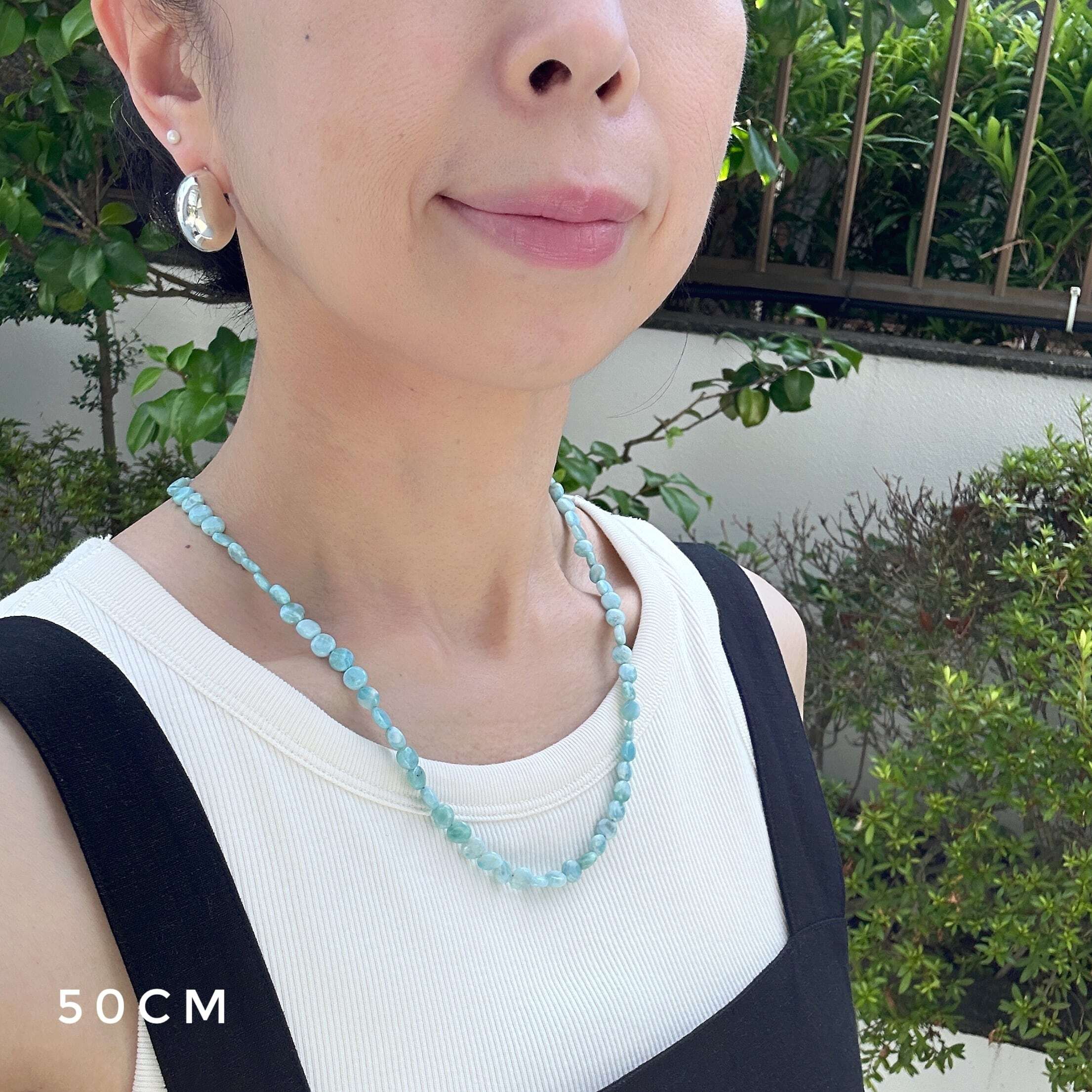 Lagoon Original ラリマー コイン型 一連 ネックレス 40/45/50