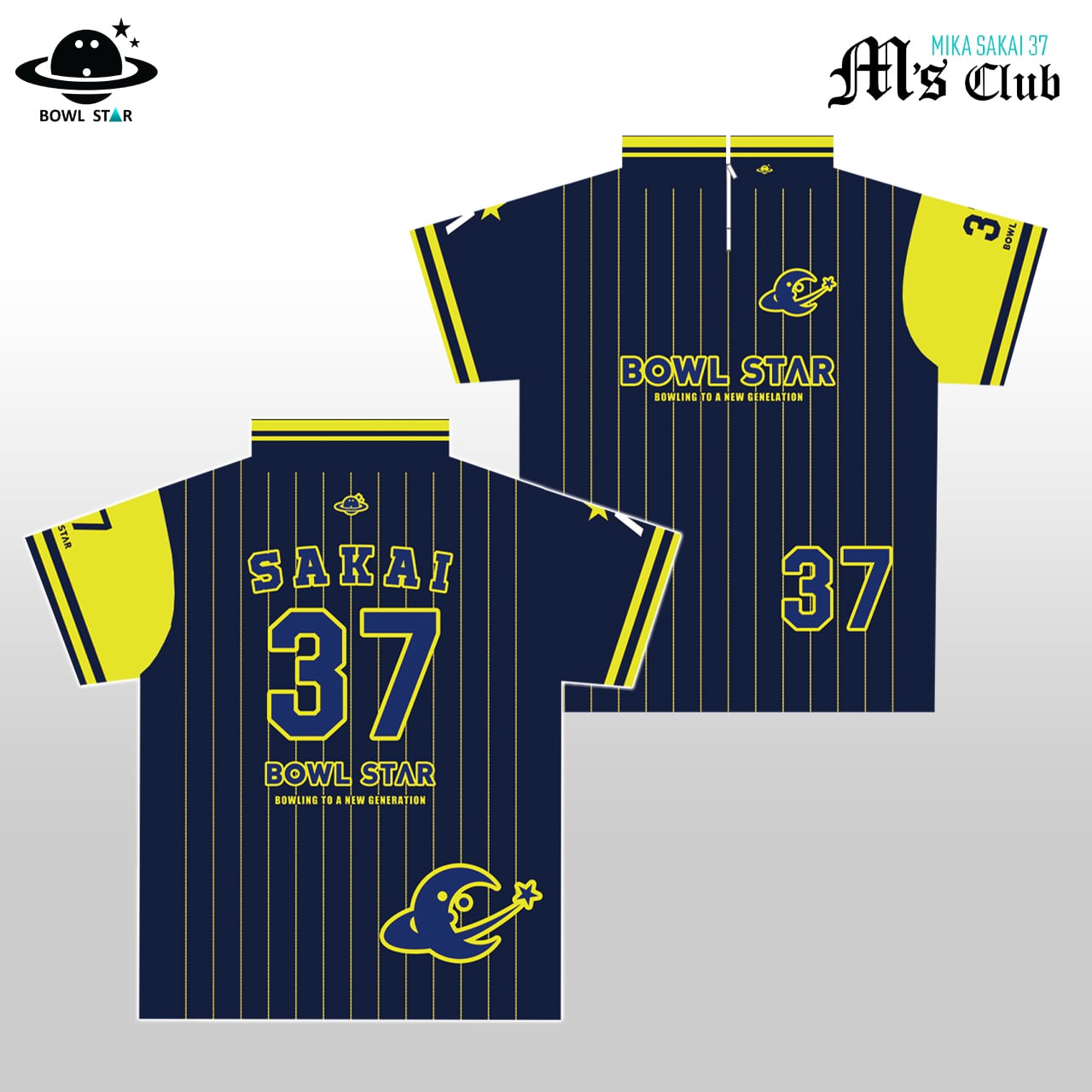 M's Club Bowling Wear09 ボウリングウェア・ネイビーイエロー【M
