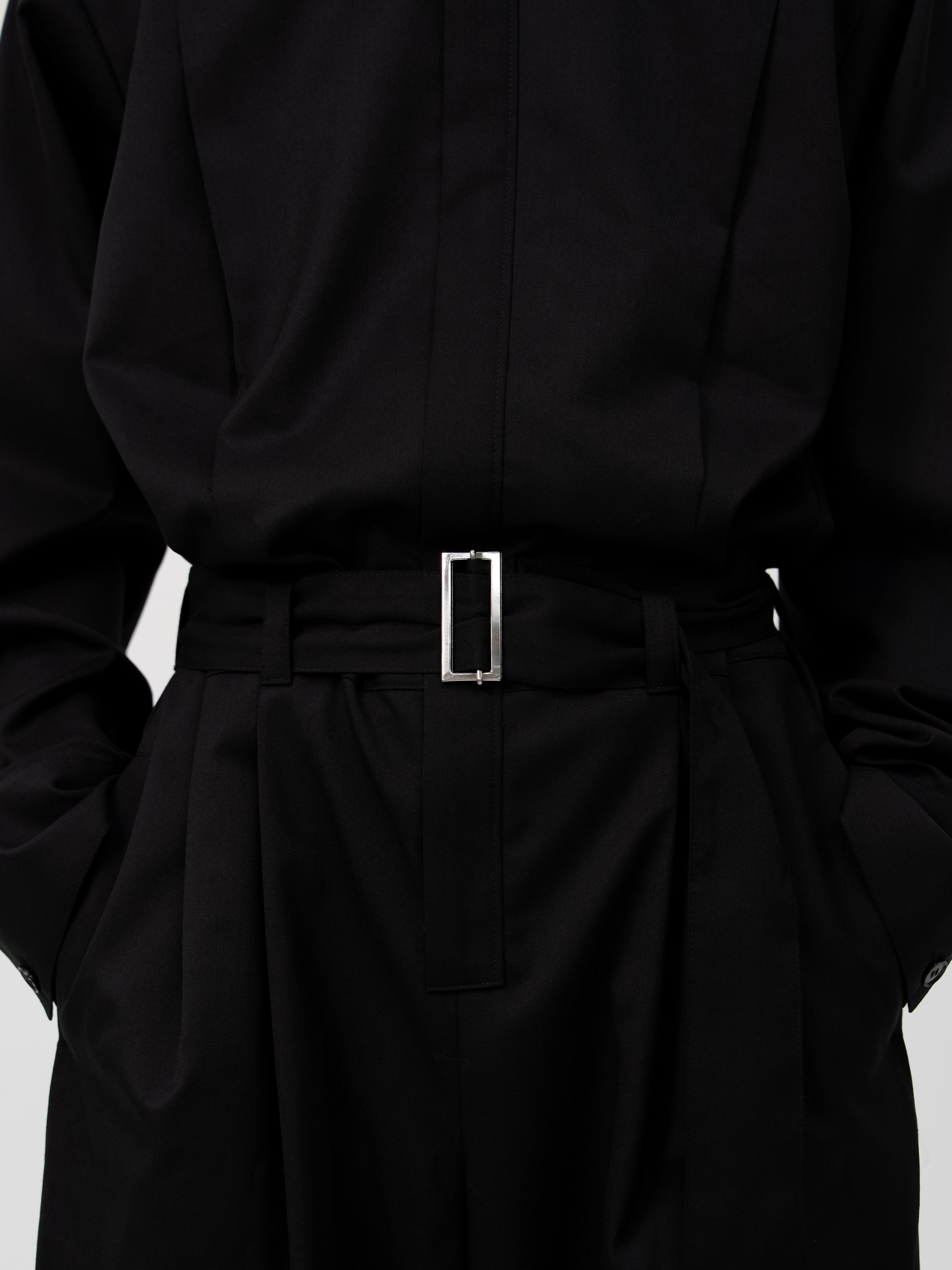 RESTOCK>BELTED ZIP UP JUMPSUIT【BLACK】 | lapiis