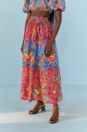 FARM RIO ファームリオ 2023 夏コレクション MACAW PARTY MIX MAXI SKIRT