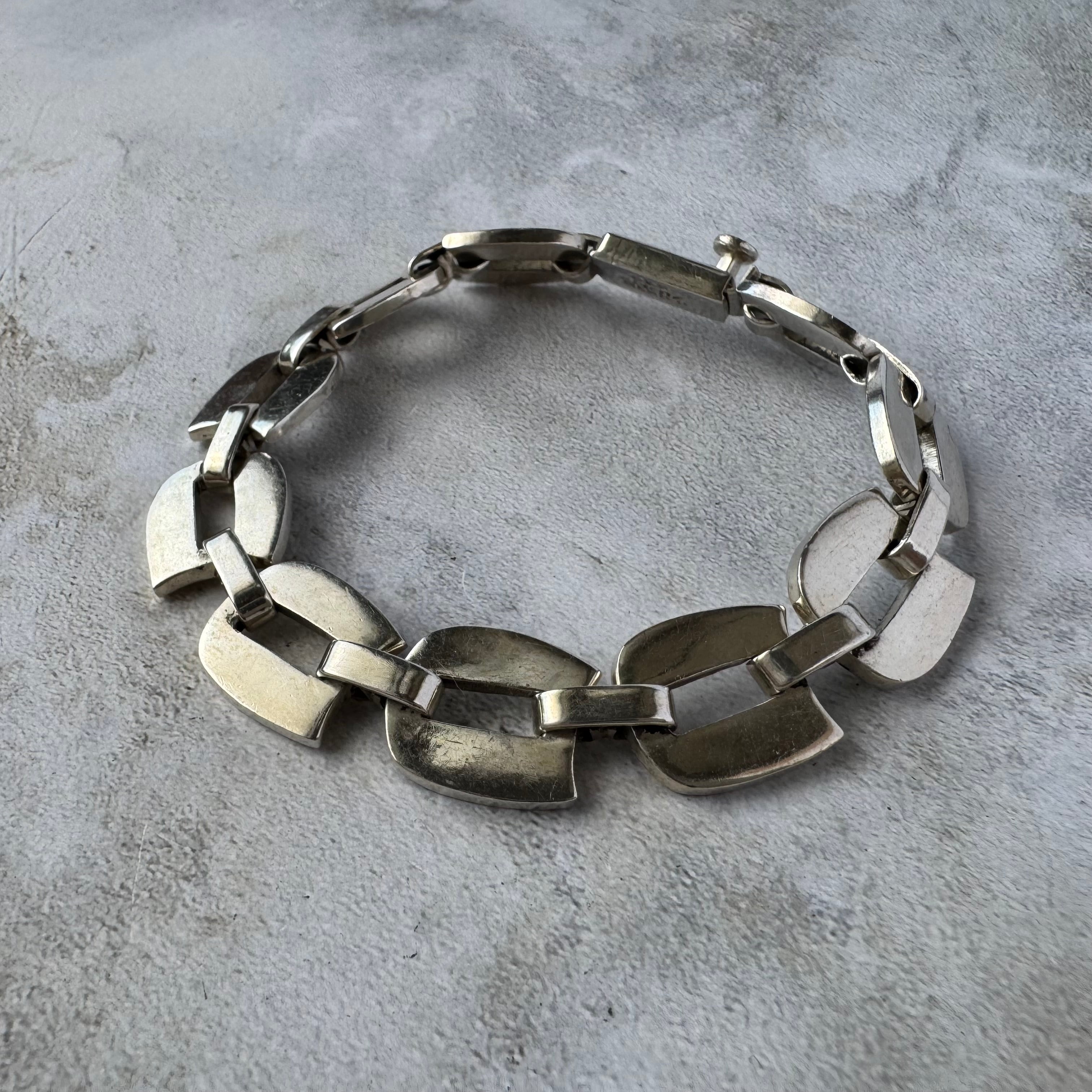 Vintage Modernist Link Bracelet Silver925 Made in Mexico