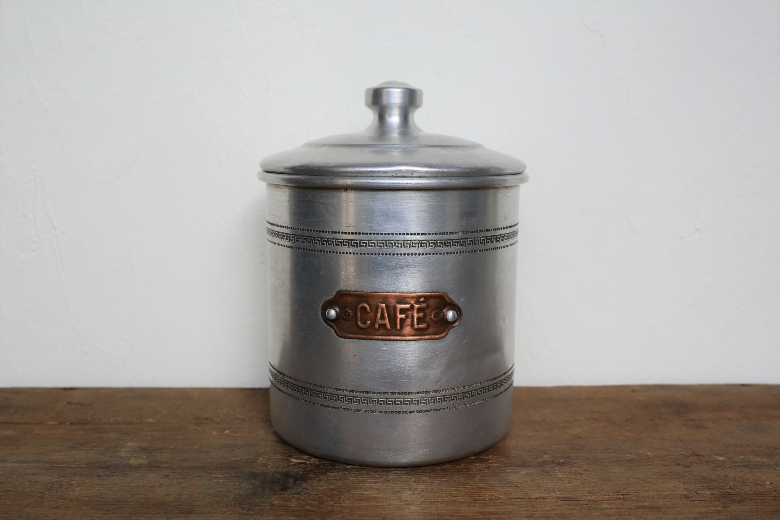 フランス アンティーク ヴィンテージ アルミ製 キャニスター 「 CAFE