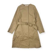 DRESSTERIOR ドレステリア ノーカラー ベルト付き 比翼 コート 36/ベージュ レディース