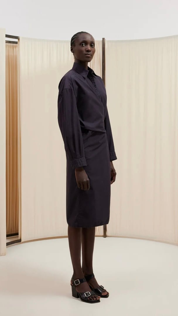 LEMAIRE トロンフルイユタトルネックヘルトミティトレス LEMAIRE -Straight Collar Twisted Dress(LIGHT (GARMENT DYED