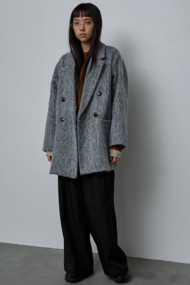 NOMINE shaggy jacket coat シャギー ジャケット コート BlueGray