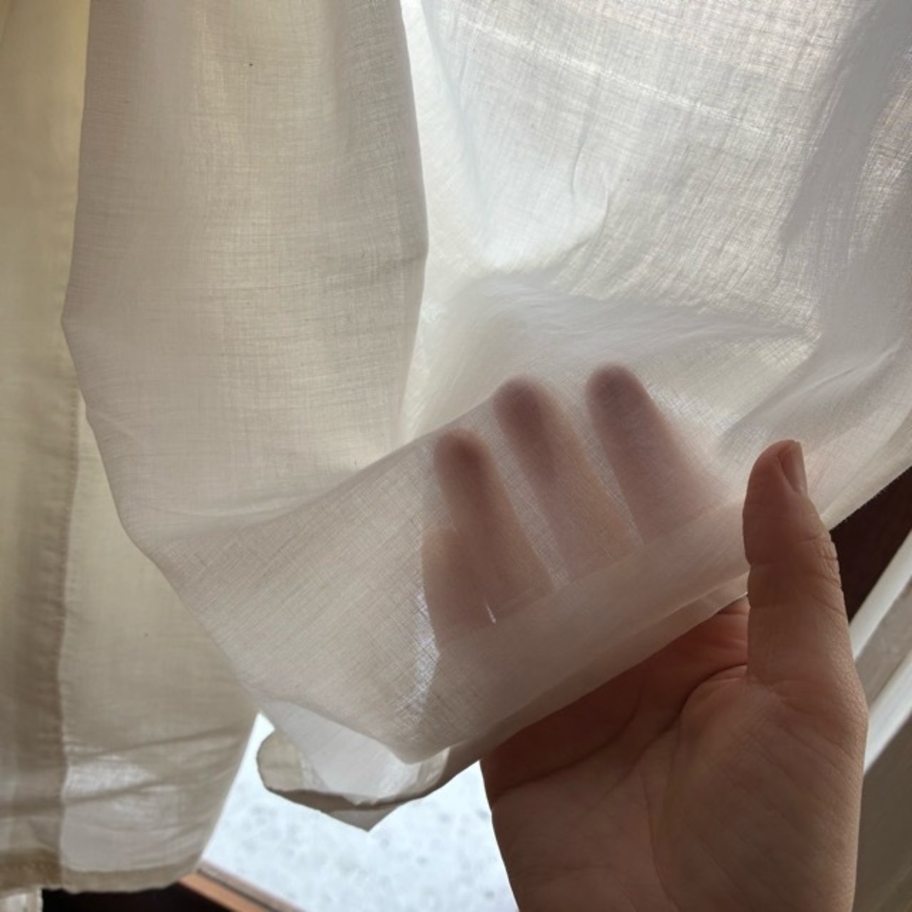 TOPANGA Homefurnishing India Cotton Voil Ribbon curtain　インド　コットンボイルリボンカーテン　110×200cm　ホワイト　白　綿　ナチュラル　レースカーテン　ドレープカーテン　薄手　キッチン　カフェカーテン　バルーンカーテン　カーテンポール　暖簾