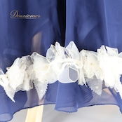 社交ダンス 衣装 タカダンス TAKADANCE スタンダードドレス ワンピース ドレス ネイビー 紺 デモ 競技 フリル レース 上品 かわいい 白 ネイビー系 大人 レディース ドレスアップ おしゃれ パーティ フェミニン