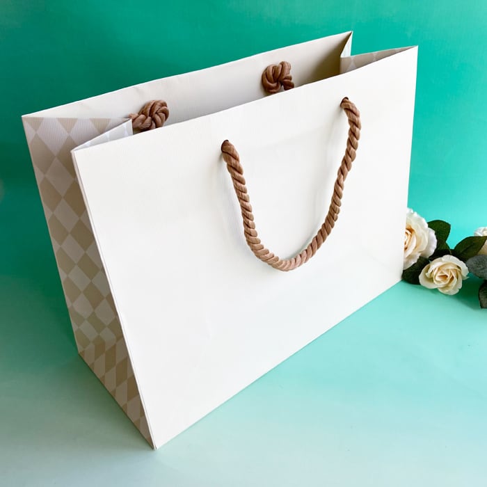 紙袋 エタニティ・チェッククリーム（Sサイズ）１枚 ペーパーバッグ 幸せデリバリー（ギフト・結婚式アイテム・手芸用品の通販）