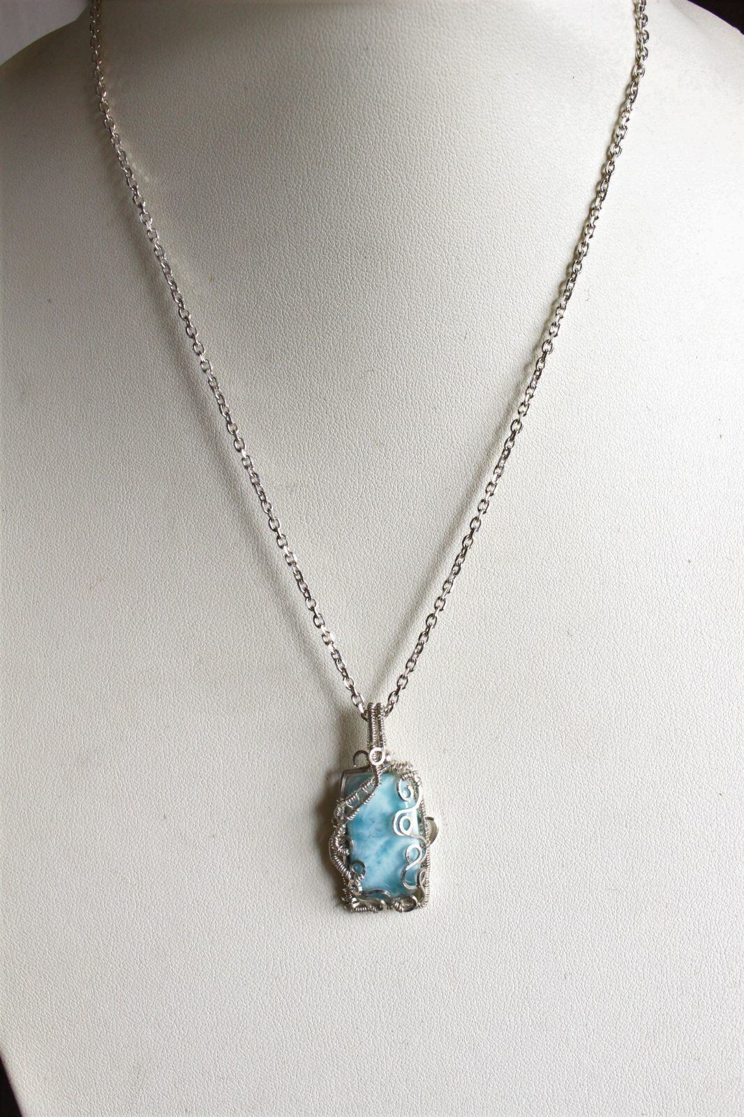 Larimar silver925 wirewrapping pendant