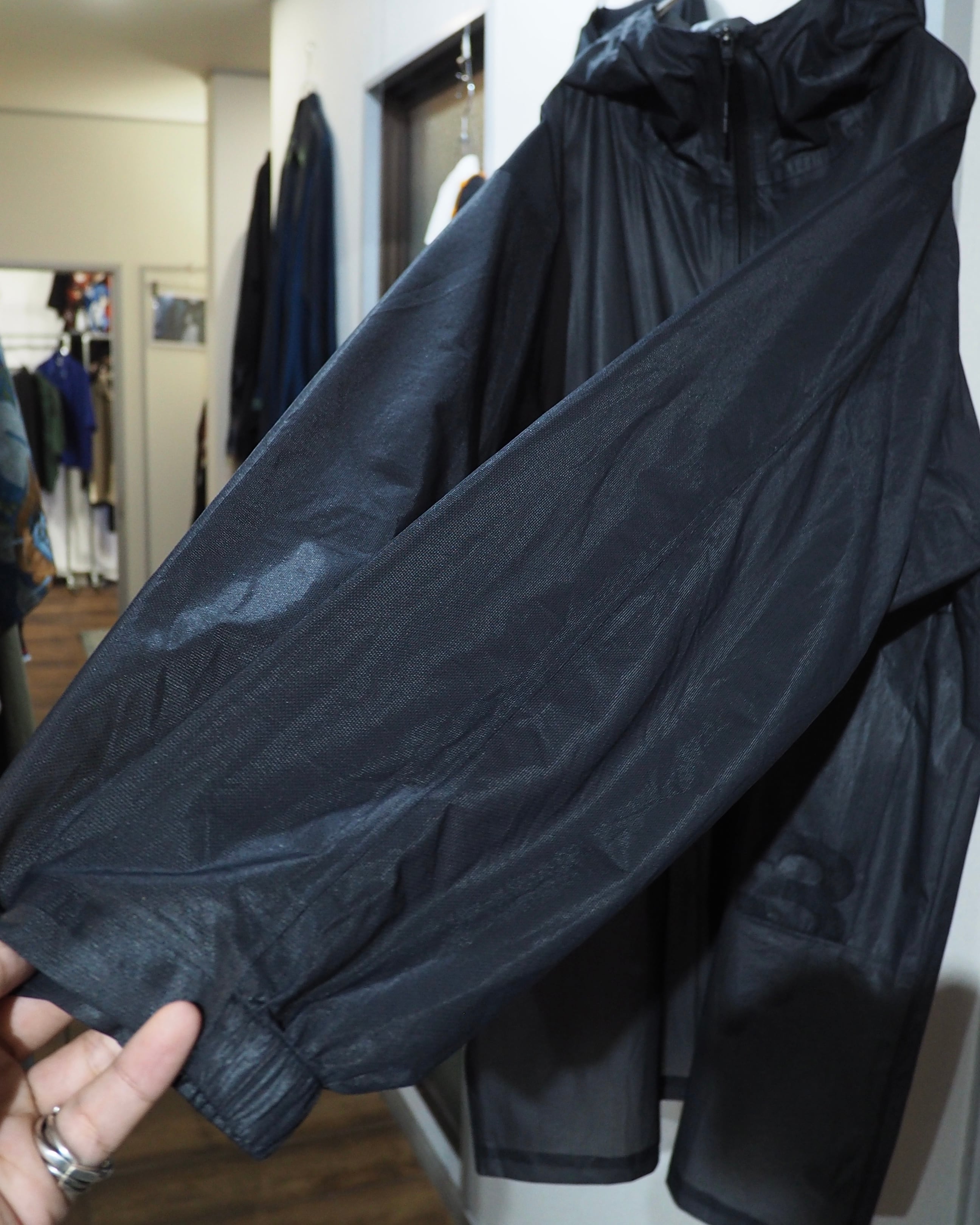 "Y-3(Yohji Yamamoto)" Black sheer Waterproof Nylon Tech Full zip jacket