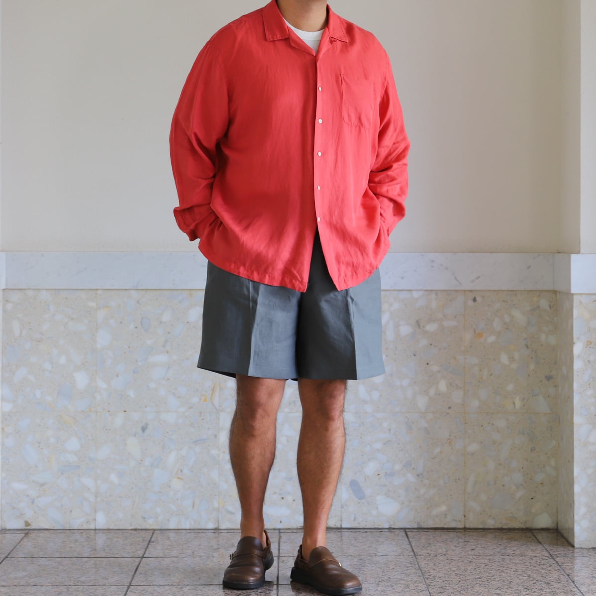 まるちゃん　　　　　　　　　　　　　　　　　ラルフローレン 極美品】90s Ralph Lauren special linen silk open collar shirt