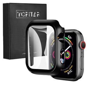 【数量限り】YOFITAR Apple Watch 用 ケース Apple Watch Ultra 2/Ultra/11/10/9/8/7/SE3/SE2/6/SE/5/4/3/2/1 アップルウォッチ保護カバー ガラスフィルム 一体型 PC素材 全面保護 超薄型 装着簡単 耐衝撃 高透過率 指紋防止 傷防止 (44mm，ブラック)