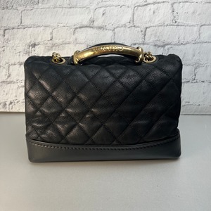 CHANEL シャネル ココマーク マトラッセ トップハンドル レザー ショルダーバッグ ブラック A-9822