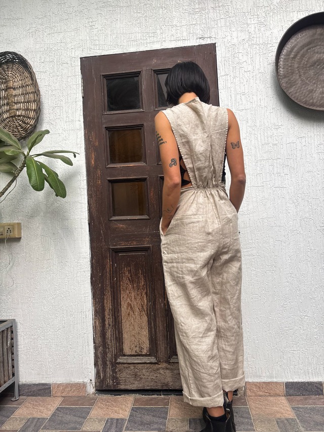 Yarn Dyed Linen Jumpsuit