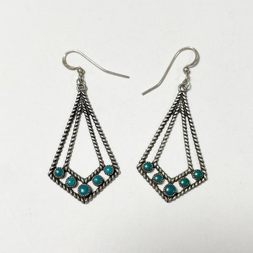 1930s〜40's Vintage Fred Harvey Style Southwestern Sterling Turquoise Pirced Earrings
