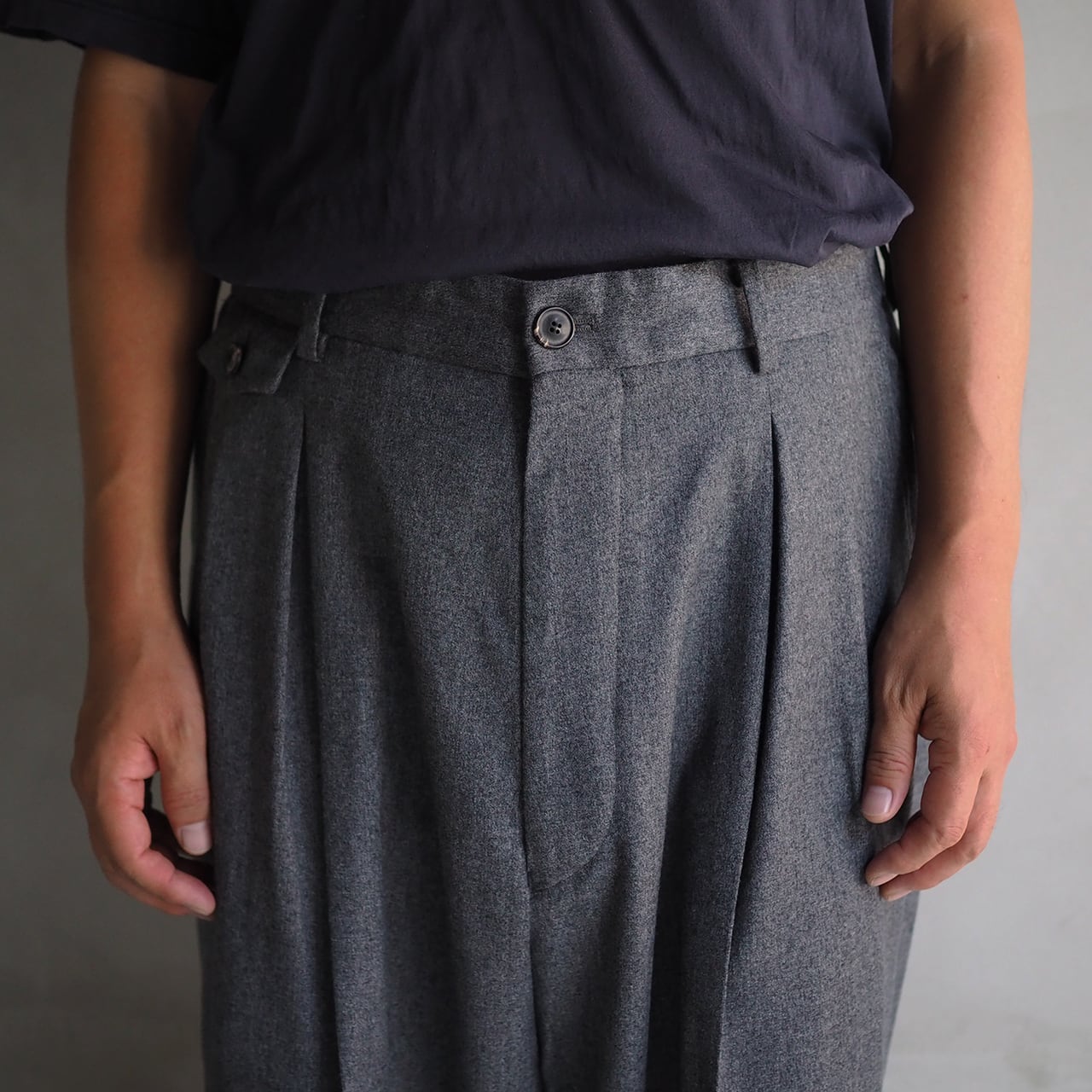YOKO SAKAMOTO SUIT SUIT BAGGY TROUSERS WASHABLE WOOL GRAY YOKO SAKAMOTO SUIT SUIT BAGGY TROUSERS WASHABLE WOOL GRAY