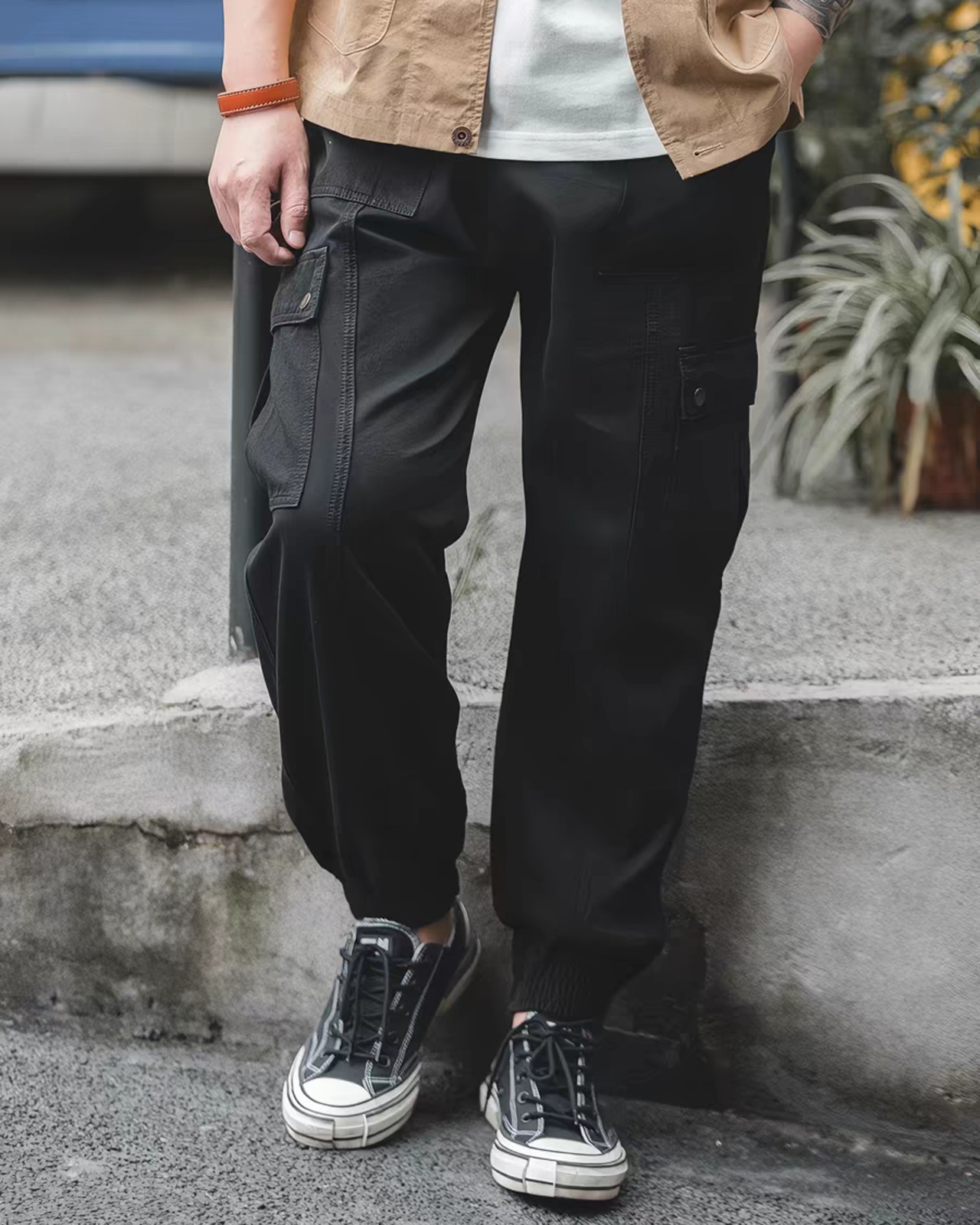 Retro Black Functional Pants  K0325