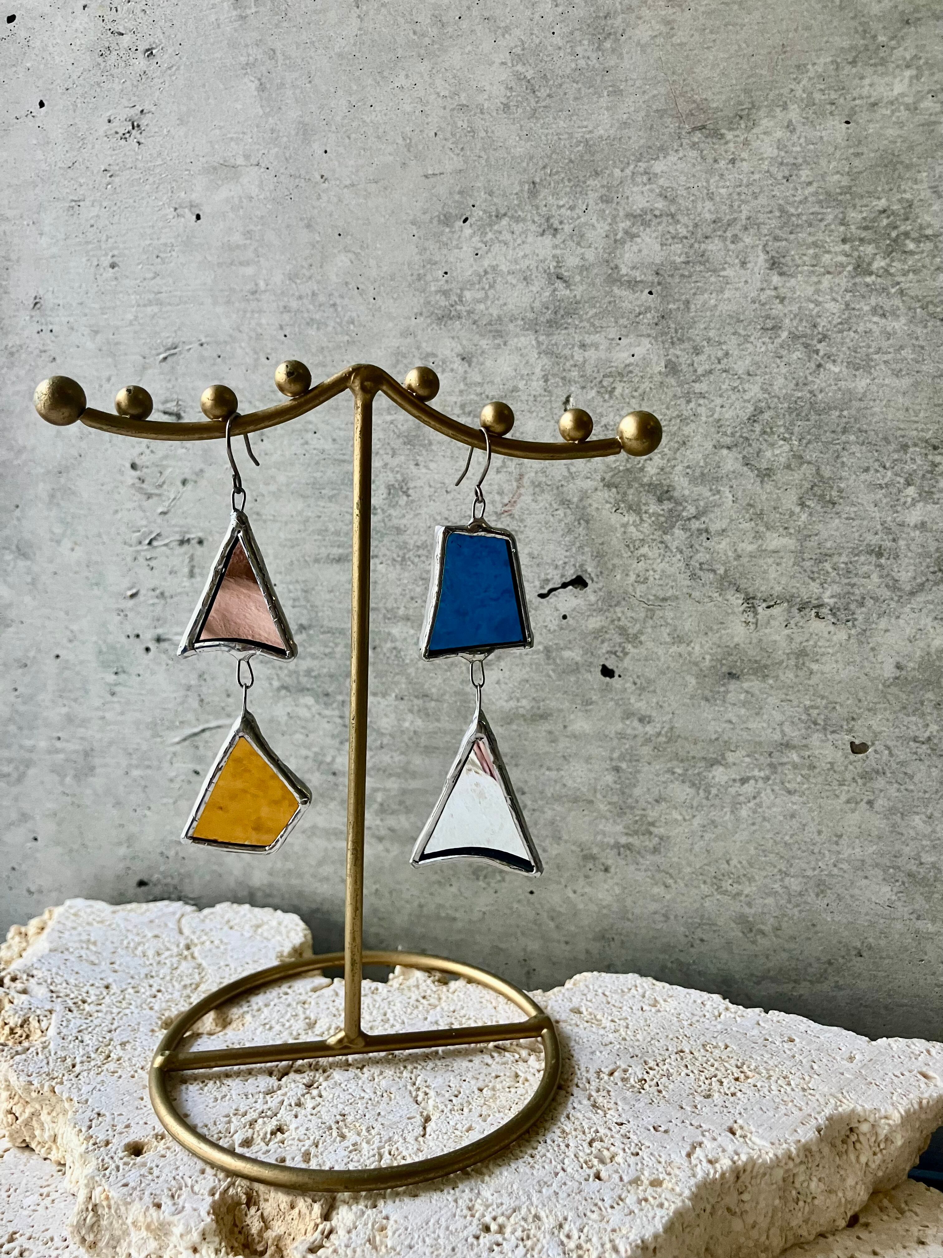 ピアス】ステンドグラス ハンドメイド ピアス アンティーク パネル