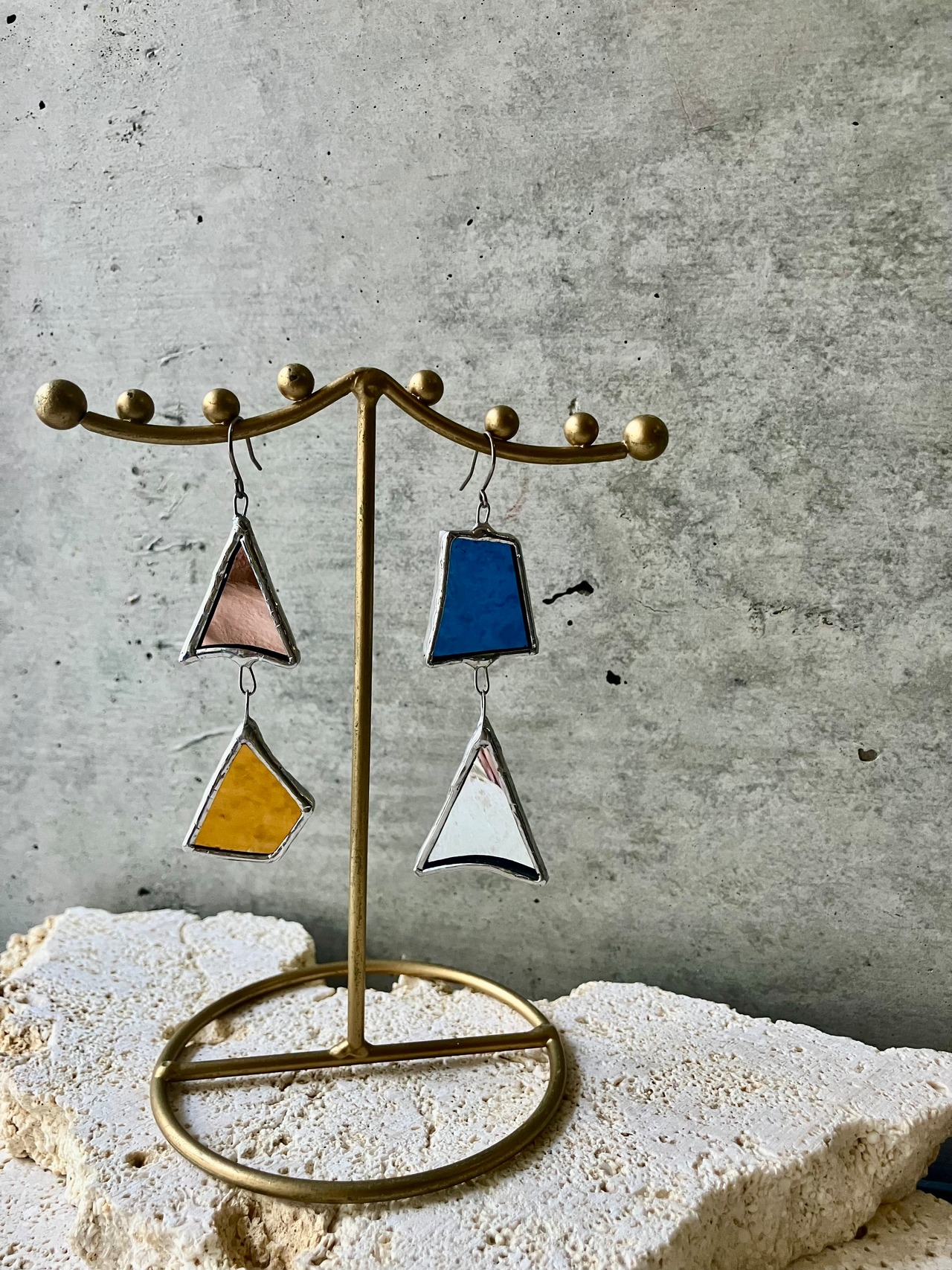 ピアス】ステンドグラス ハンドメイド ピアス アンティーク パネル 