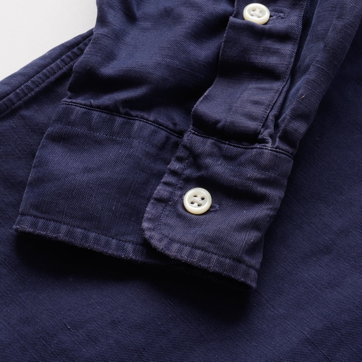 極美品】80s Ralph Lauren special silk linen shirt fade navy big