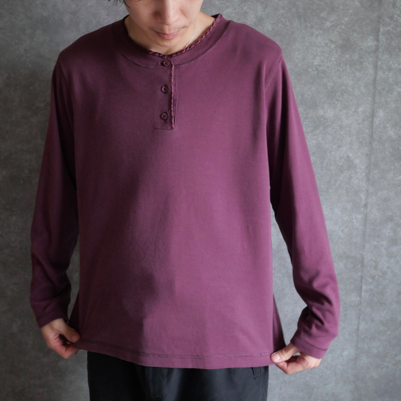 90s Lizsport cotton henry neck long-t