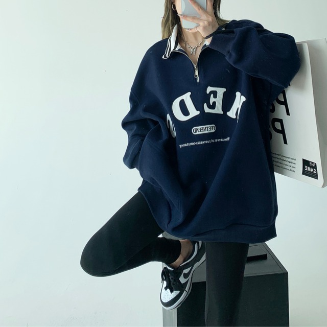polo zipper logo sweatshirt　ポロジッパーロゴスウェットシャツ　J0577