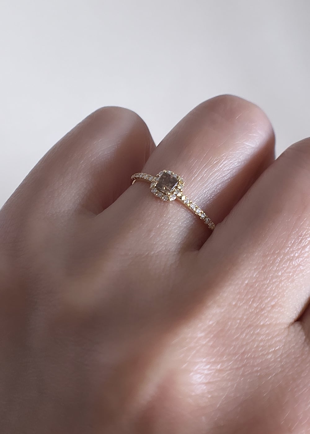 ファンシーブラウン ダイヤモンドリング 0.150 ct K18イエロー