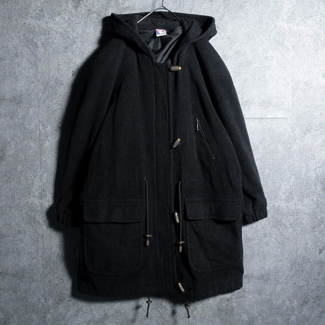 90s EURO “YESSICA” Charcoal Gray Dull Gold Design Wool Coat