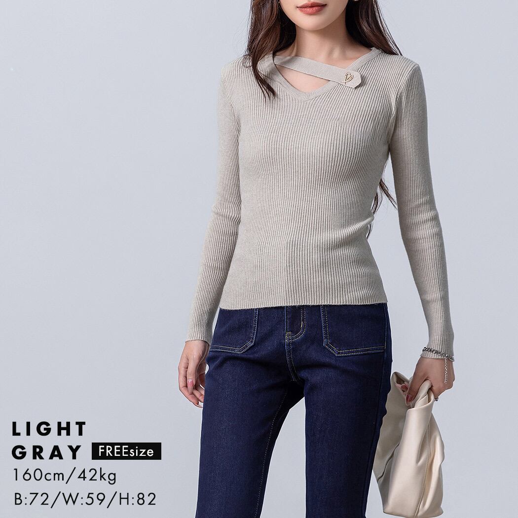 メール便】ハートデザインネックニット／tops2161 | DAY CLOSET
