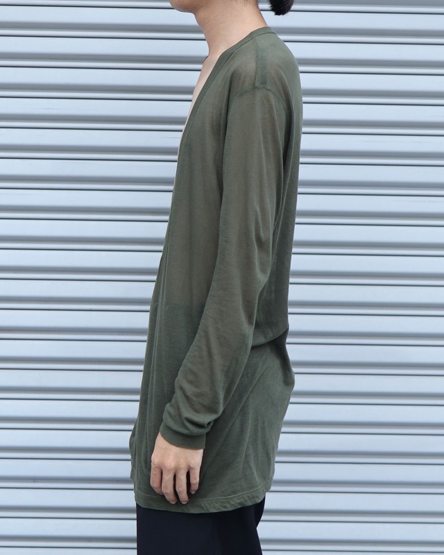 【Rick Owens】Deep V-Neck Long Sleeve T-Shirt