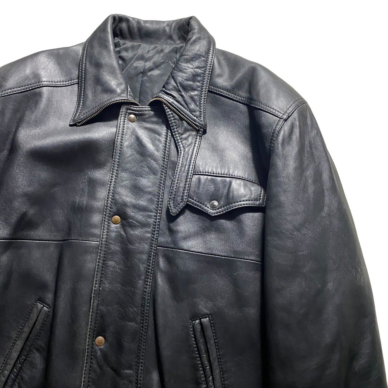 old black leather motorcycle jacket