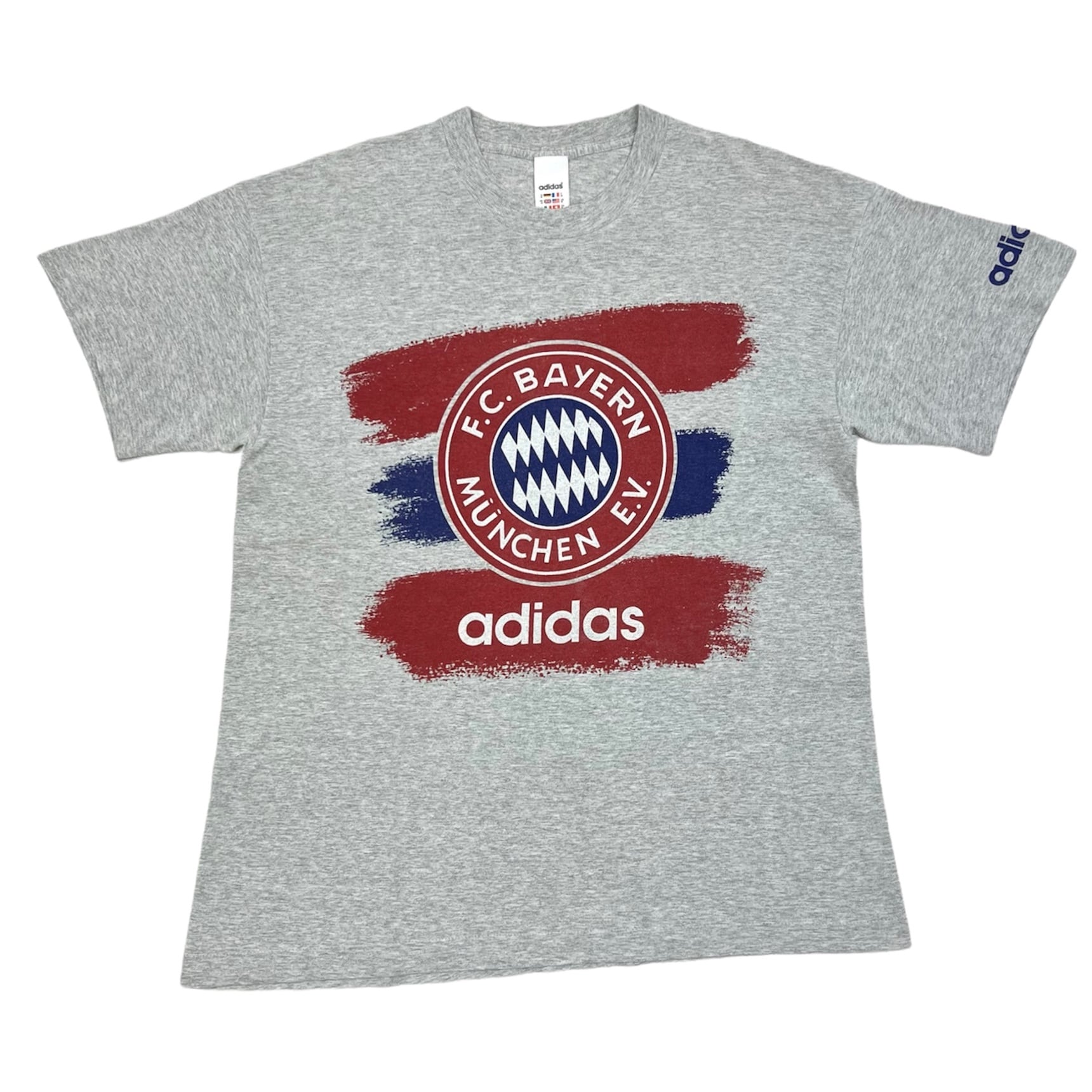 1020. 1990's adidas tee FC Bayern München グレー プリント Tシャツ