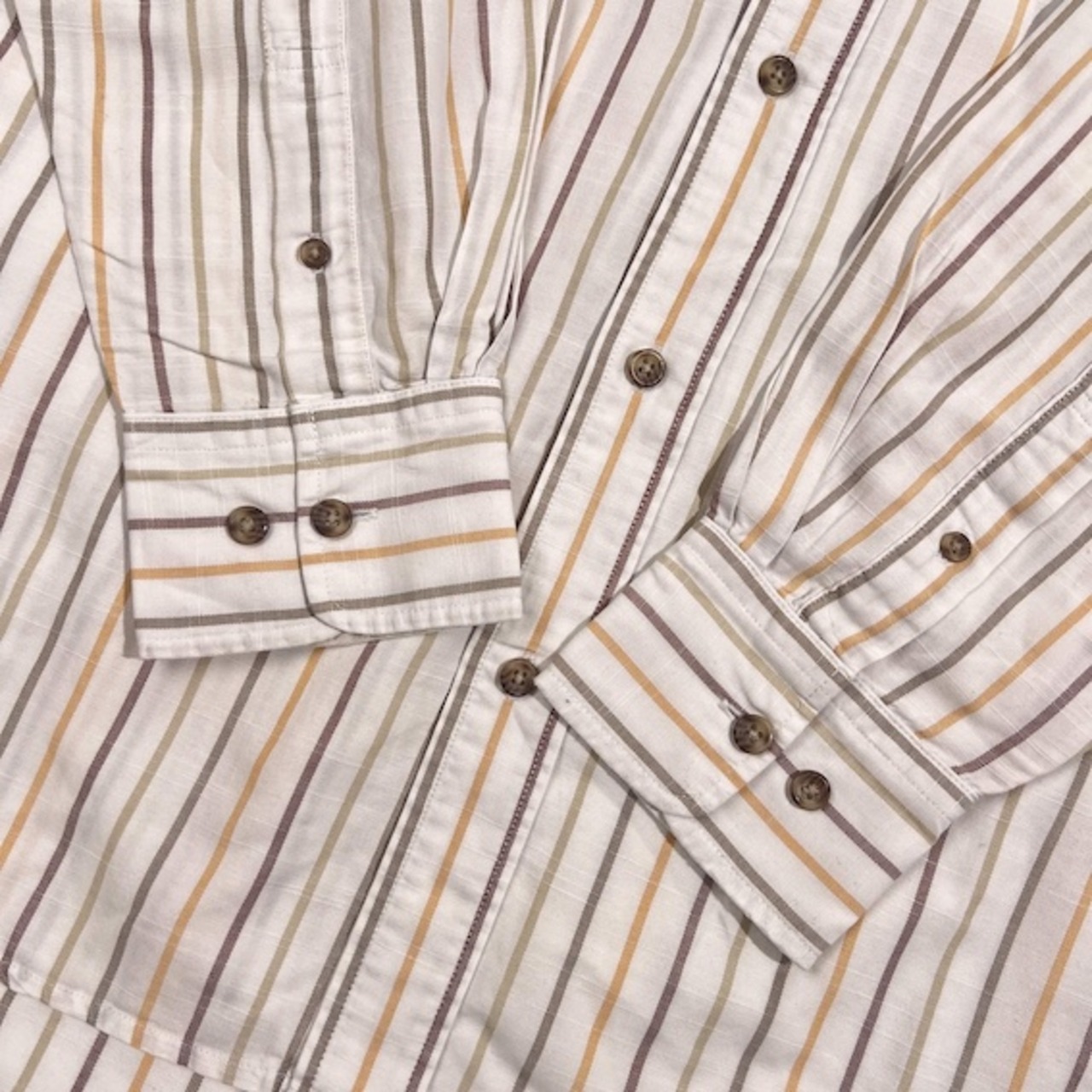 90s McGREGOR マックレガー マルチストライプ柄 BD ボタンダウン オックスフォード 長袖シャツ LL/ホワイト系 メンズ ビンテージ