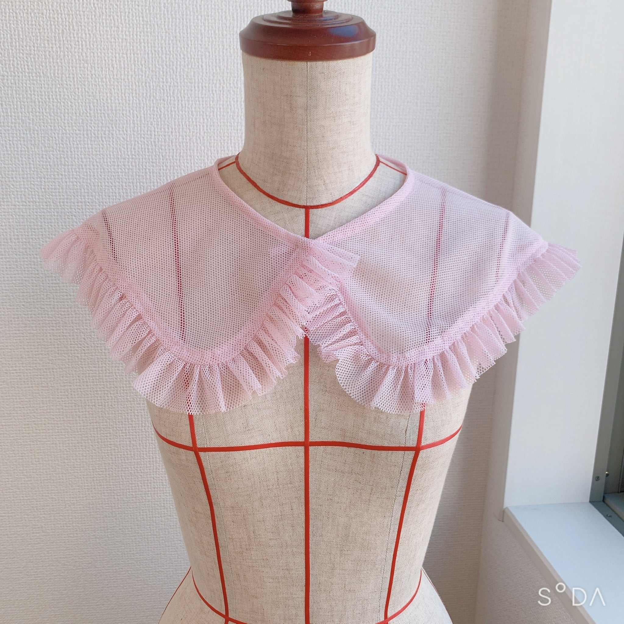 パステルカラーメッシュつけえり（ラウンド／パステルピンク） | つけ