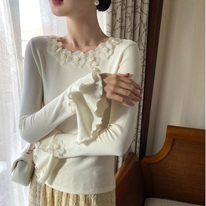 french floral detail flare sleeve top(2color)＜t3085＞