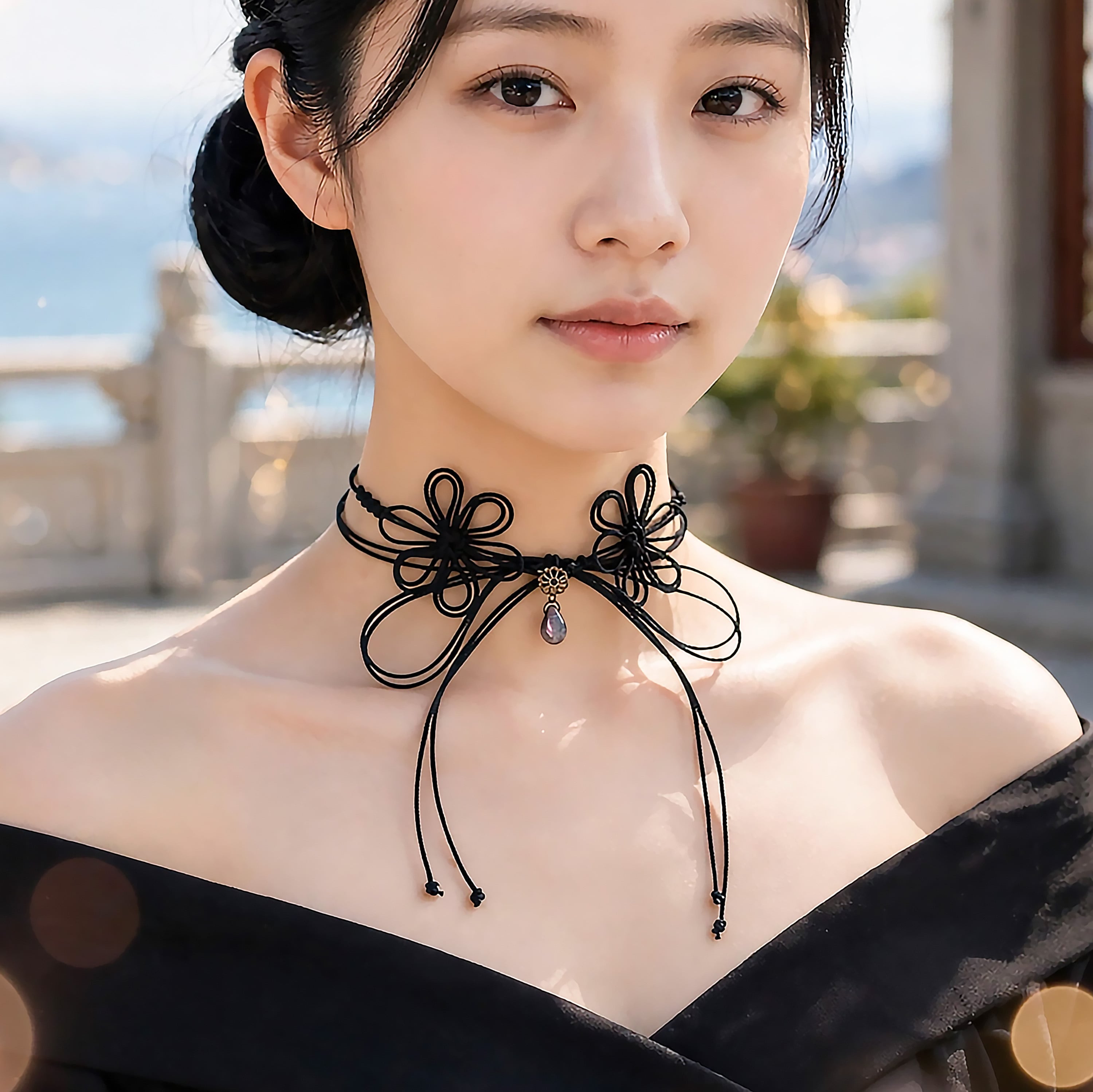 飾り結びチョーカー「由、此処に在り」【軽量】浴衣・着物・フォーマル華やぐ二重巻。