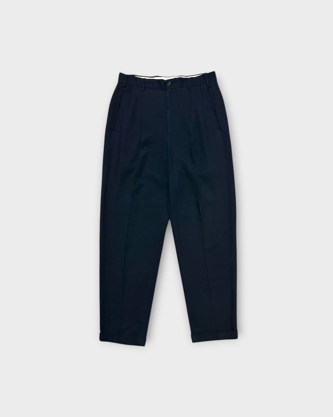 【Used】“STRUCTURE” 2 Tuck Rayon Wool Slacks Dark Navy