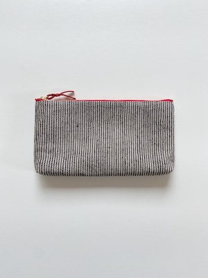 【20cm】Hand-woven Long pouch / pinstripe 手織りロングポーチ　ピンストライプ