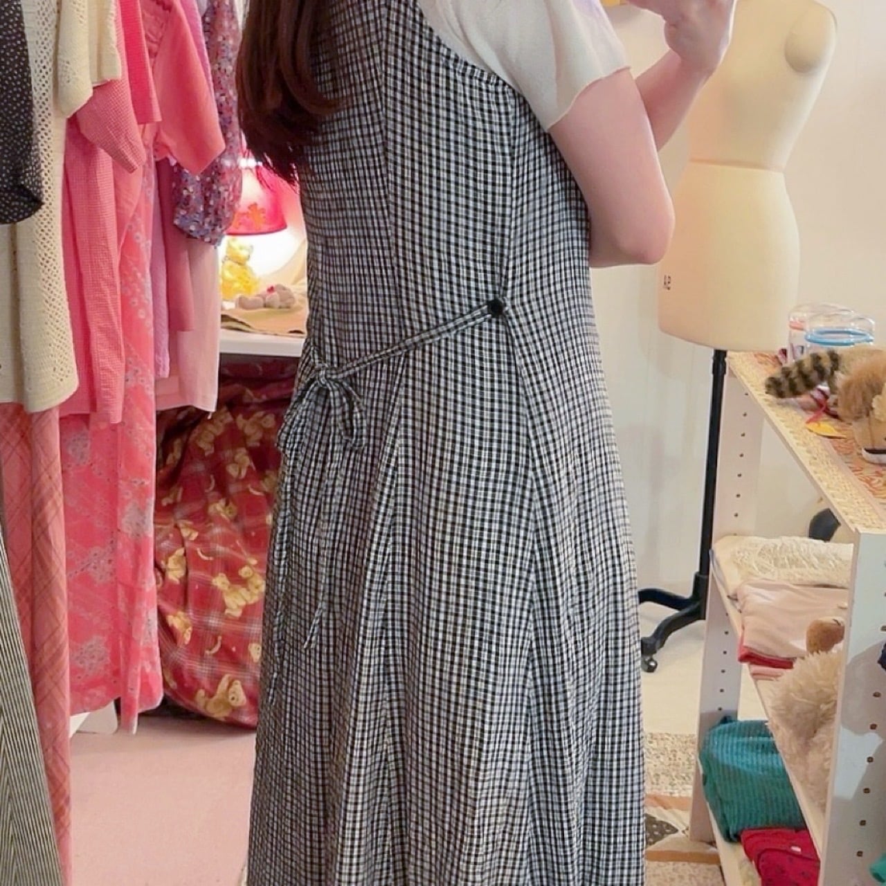 check front button jumper skirt