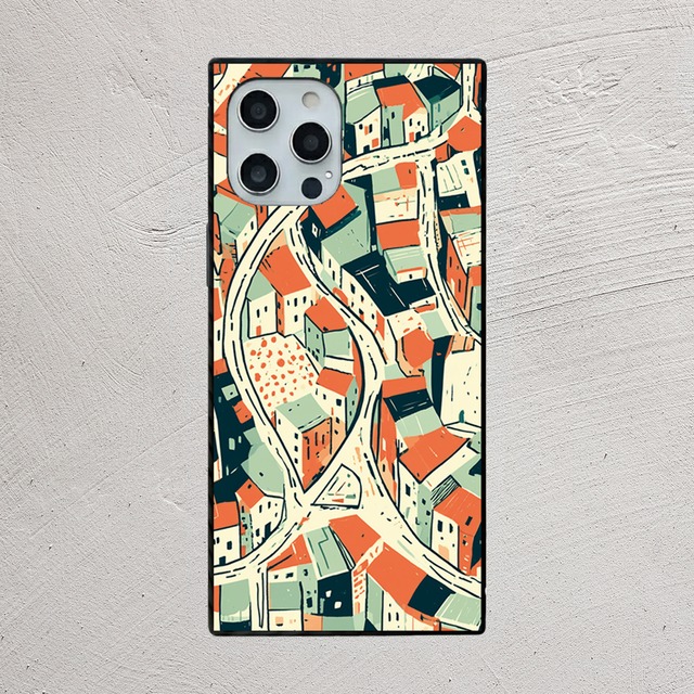 受注生産 iPhoneケース 曲線道路が交差する都市マップ｜都市地図 UMAP013D