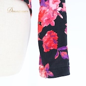 社交ダンス 衣装 トップス ブラウス ブラック系 チャコットロイヤルダンス Chacott ROYAL DANCE 伸縮 ストレッチ 練習 レッスン 黒 赤 紫 花柄 長袖 上品 鮮やか 華やか パーティー ダンス衣装 ピンク系 レッド系 パープル系