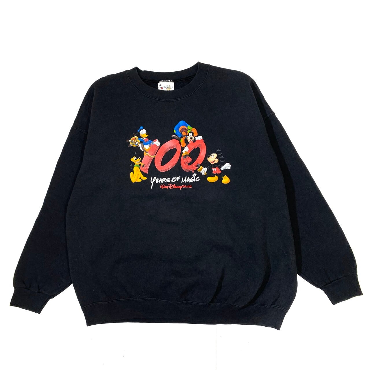 90年代 ビンテージ Walt Disney World 100周年記念 ディズニー MICKEY ミッキーマウス プルオーバー スウェットシャツ キャラクタースウェット トレーナー ブラック メンズXXL レディース【スウェット】 | cave 古着屋【公式】古着通販サイト