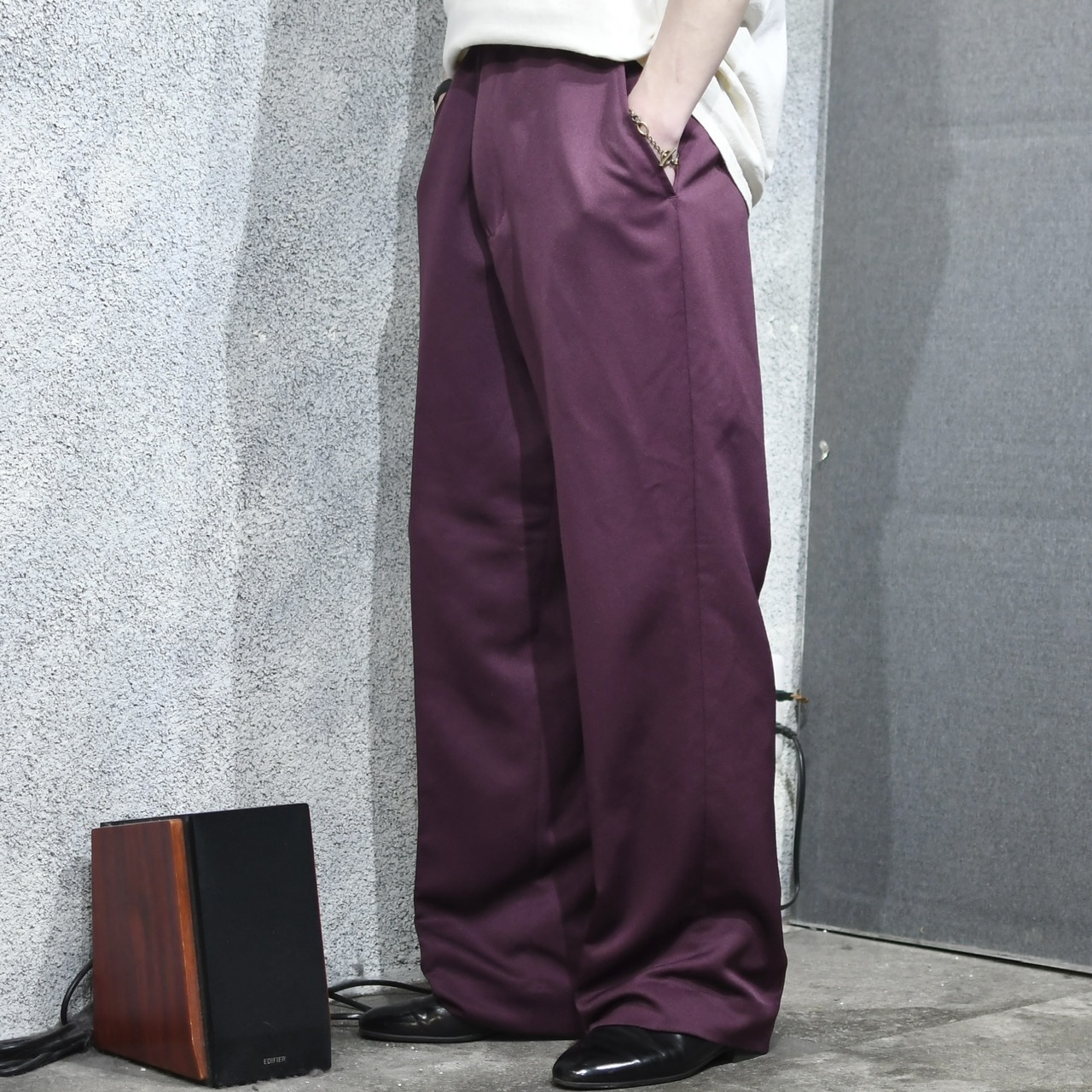 MONTIQUE wide color slacks wine red