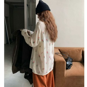 ローズ刺繍オーバーニット　2litr06628