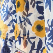【SALE 6%OFF 4/10 10:00まで】TRUBE プリントタッセル付きストール 175-36ネイビー